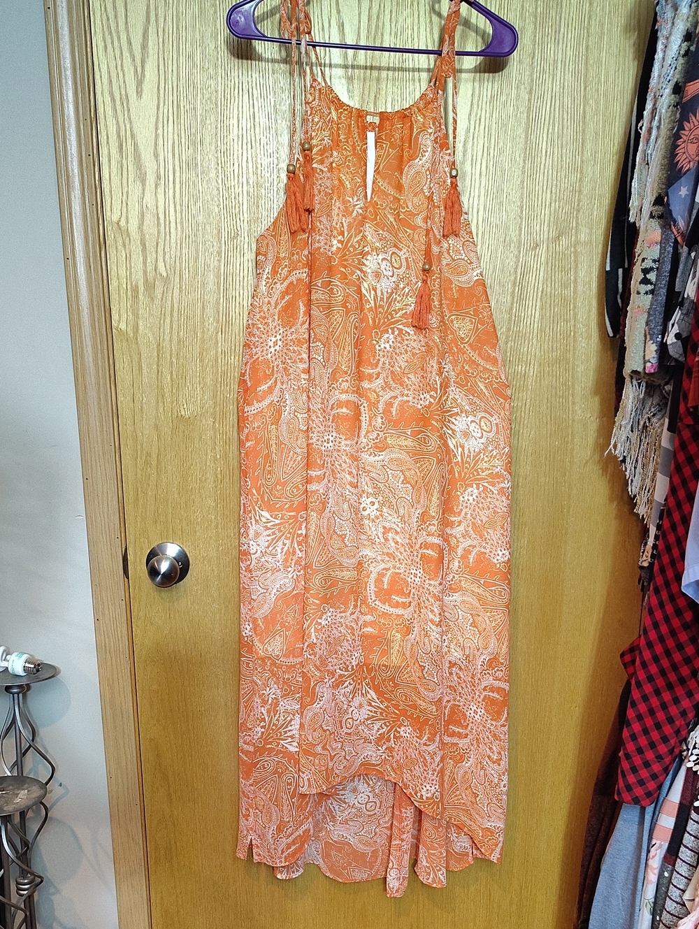 Orange Paisley Halter Maxi Dress